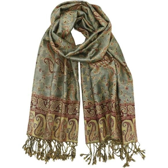Two Tone Pashmina Shawl Scarf, 04 - Picture 1 of 6
